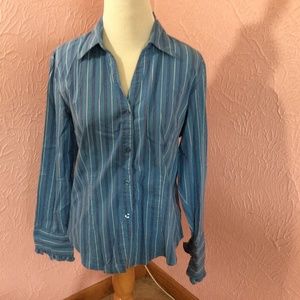 DCC Missy Stretch Long Sleeve Blouse M Striped